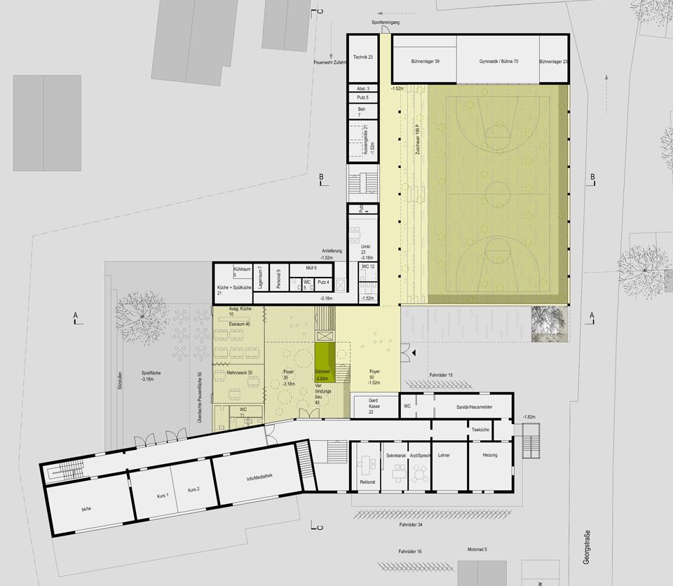 Sporthalle und Aula mit Ganztagesbereich / Projekte / bez+kock architekten